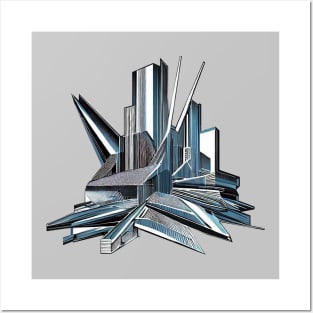 Modern Abstract | Architecture | Black, Blue, and White Posters and Art